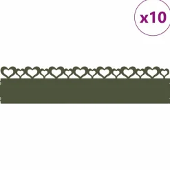 vidaXL Plænekanter 10 pcs Oliven grøn 103 x 0,05 x 22 cm Stål