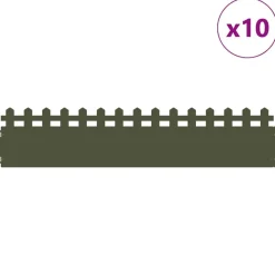vidaXL Plænekanter 10 pcs Oliven grøn 103 x 0,05 x 22 cm Stål