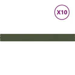 vidaXL plænekanter 10 stk. 10x103 cm koldvalset stål olivengrøn