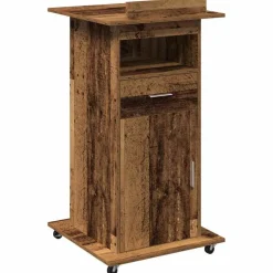 vidaXL Podium med skuffe Gammelt træ 55 x 55 x 107 cm Konstrueret træ