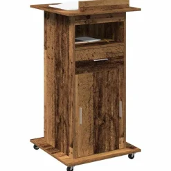 vidaXL Podium med skuffe Gammelt træ 55 x 55 x 107 cm Konstrueret træ