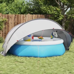 vidaXL Pool Dome Grå og orange 336 x 322 x 160 cm