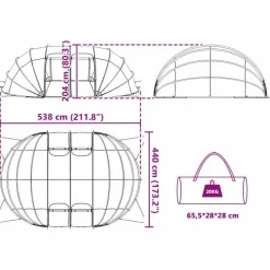 vidaXL Pooltelt Dome Grå 538 x 440 x 204 cm