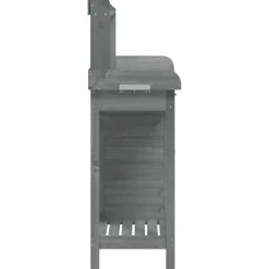 vidaXL pottebænk med skab 110,5x45x124,5 cm massivt grantræ grå