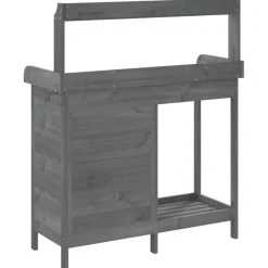 vidaXL pottebænk med skab 110,5x45x124,5 cm massivt grantræ grå