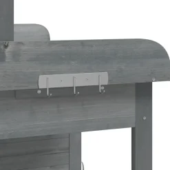 vidaXL pottebænk med skab 110,5x45x124,5 cm massivt grantræ grå