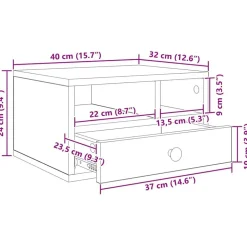 vidaXL Printerstand Artisan Egetræ 40 x 32 x 24 cm Konstrueret træ
