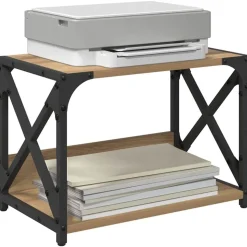 vidaXL Printerstand Artisan Egetræ 44 x 26 x 31.5 cm Konstrueret træ