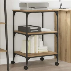 vidaXL Printerstand Artisan Egetræ 50 x 41 x 75 cm Konstrueret træ