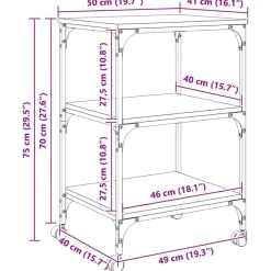 vidaXL Printerstand Artisan Egetræ 50 x 41 x 75 cm Konstrueret træ