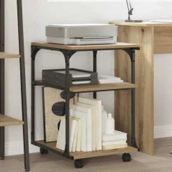 vidaXL Printerstand Artisan Egetræ 43 x 48 x 64 cm Konstrueret træ