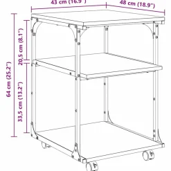 vidaXL Printerstand Artisan Egetræ 43 x 48 x 64 cm Konstrueret træ