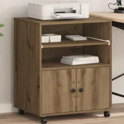 vidaXL Printerstand Artisan Egetræ 60 x 48 x 74 cm Konstrueret træ