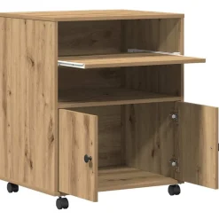 vidaXL Printerstand Artisan Egetræ 60 x 48 x 74 cm Konstrueret træ