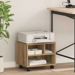 vidaXL Printerstand Artisan Egetræ 41 x 32 x 34,5 cm Konstrueret træ
