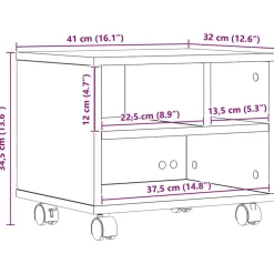 vidaXL Printerstand Artisan Egetræ 41 x 32 x 34,5 cm Konstrueret træ