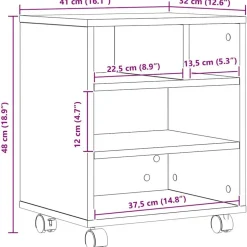 vidaXL Printerstand artisan eg 41 x 32 x 48 cm Konstrueret træ