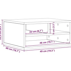 vidaXL Printerstand Gammelt træ 49 x 40 x 22.5 cm Konstrueret træ