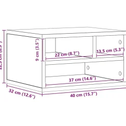 vidaXL Printerstand Gammelt træ 40 x 32 x 22,5 cm Konstrueret træ