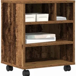 vidaXL Printerstand Gammelt træ 41 x 32 x 48 cm Konstrueret træ
