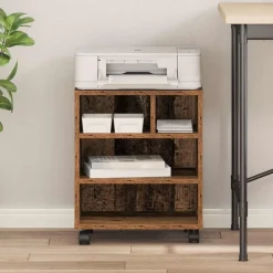 vidaXL Printerstand Gammelt træ 41 x 32 x 48 cm Konstrueret træ