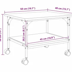 vidaXL Printerstand Gammelt træ 50 x 40 x 38 cm Konstrueret træ