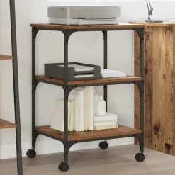vidaXL Printerstand Gammelt træ 50 x 41 x 75 cm Konstrueret træ