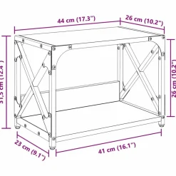 vidaXL Printerstand Gammelt træ 44 x 26 x 31.5 cm Konstrueret træ
