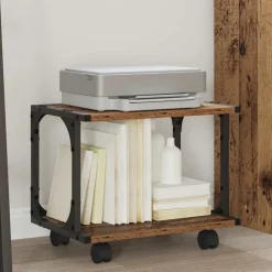 vidaXL Printerstand Gammelt træ 41 x 28 x 33,5 cm Konstrueret træ