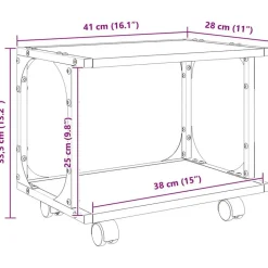 vidaXL Printerstand Gammelt træ 41 x 28 x 33,5 cm Konstrueret træ