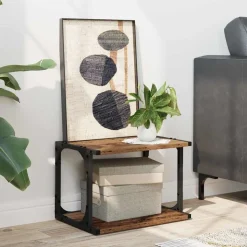 vidaXL Printerstand Gammelt træ 41 x 28 x 33,5 cm Konstrueret træ