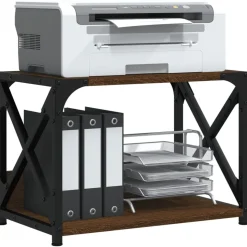 vidaXL printerstativ 2 hylder 44x26x31,5 cm konstrueret træ brun eg