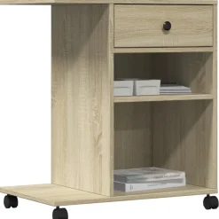 vidaXL printerstativ med hjul 60x40x68,5 cm sonoma-eg