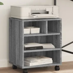 vidaXL printerstativ med hjul 41x32x48 cm grå sonoma-eg