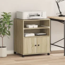 vidaXL printerstativ med hjul 60x48x74 cm sonoma-eg