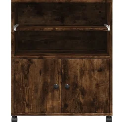 vidaXL printerstativ med hjul 60x48x74 cm røget egetræsfarve
