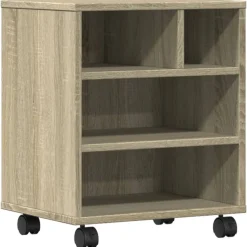 vidaXL printerstativ med hjul 41x32x48 cm sonoma-eg