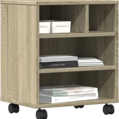vidaXL printerstativ med hjul 41x32x48 cm sonoma-eg
