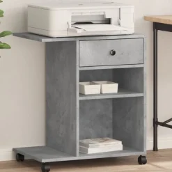 vidaXL printerstativ med hjul 60x40x68,5 cm betongrå