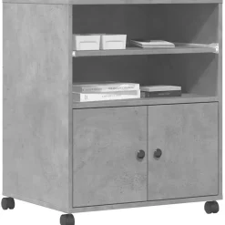 vidaXL printerstativ med hjul 60x48x74 cm betongrå