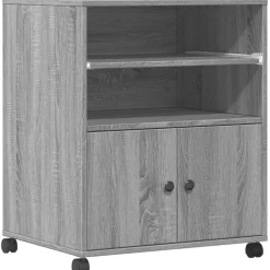 vidaXL printerstativ med hjul 60x48x74 cm grå sonoma-eg
