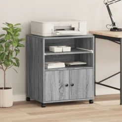 vidaXL printerstativ med hjul 60x48x74 cm grå sonoma-eg