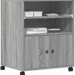 vidaXL printerstativ med hjul 60x48x74 cm grå sonoma-eg