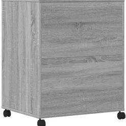 vidaXL printerstativ med hjul 60x48x74 cm grå sonoma-eg