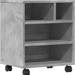 vidaXL printerstativ med hjul 41x32x48 cm betongrå