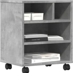 vidaXL printerstativ med hjul 41x32x48 cm betongrå