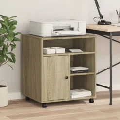 vidaXL printerstativ med hjul 60x50x67 cm sonoma-eg