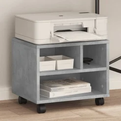 vidaXL printerstativ med hjul 41x32x34,5 cm betongrå
