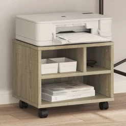 vidaXL printerstativ med hjul 41x32x34,5 cm sonoma-eg