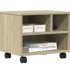 vidaXL printerstativ med hjul 41x32x34,5 cm sonoma-eg